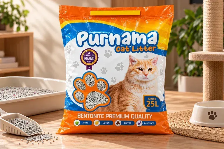 Kemasan Purnama 2 Cat Litter produksi Javaplas
